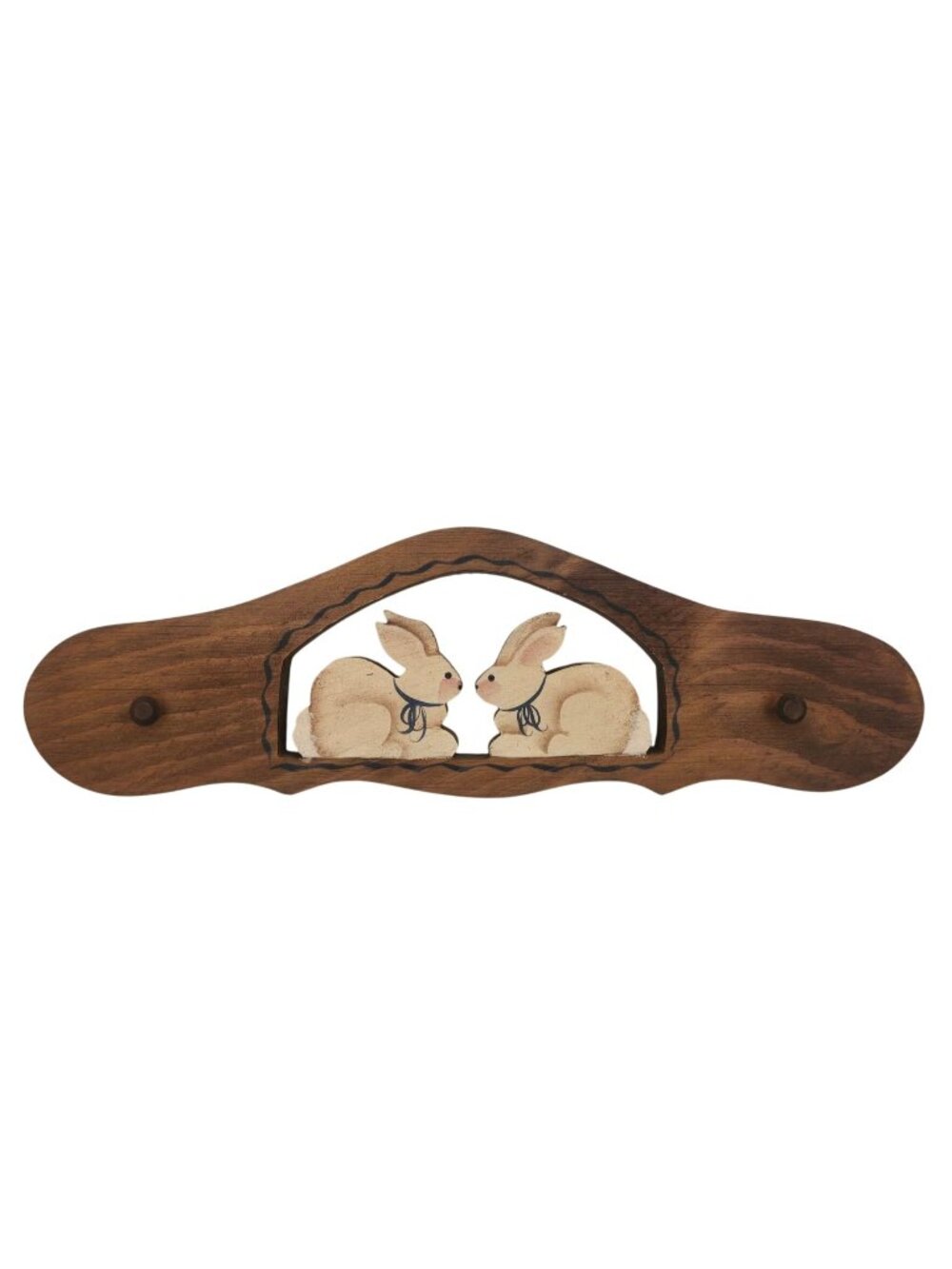 Country Bunny Wall Hanging Two Peg Hooks Small Cottage Home Decor Cottagecore